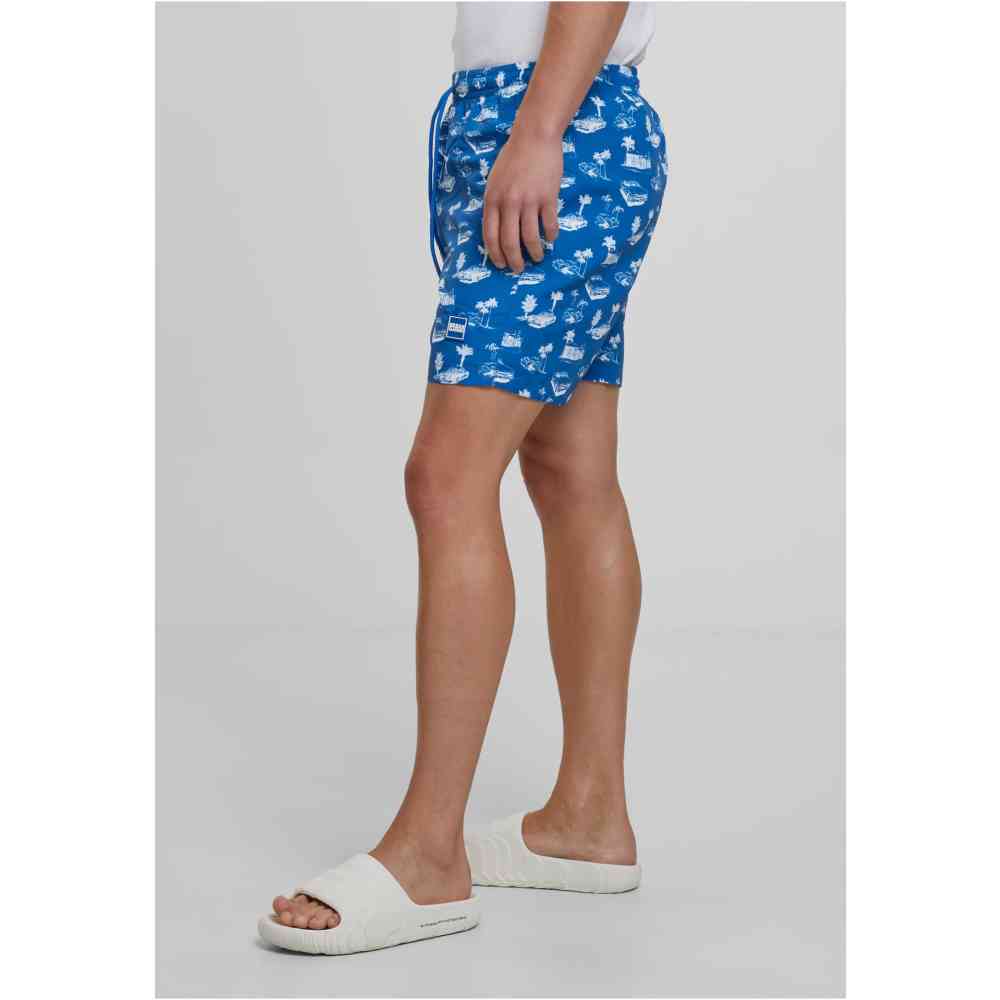 Urban Classics - Pattern Swim shorts - Blue/White